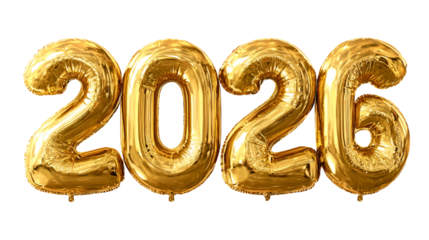 Celebrating the year 2026 with gold balloons