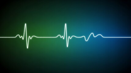 Fototapeta premium Glowing ECG Heartbeat Line on Dark Gradient Background, Digital Health Monitoring and Medical Pulse Wave Concept