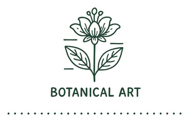 Minimalist botanical art design with floral line drawing and text
