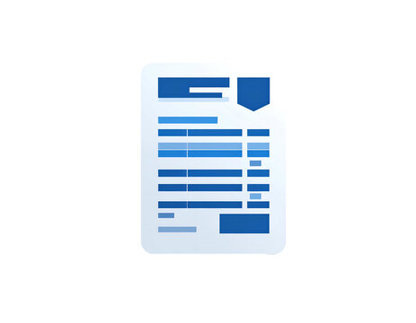 Stylized blue and white document icon with lines and sections