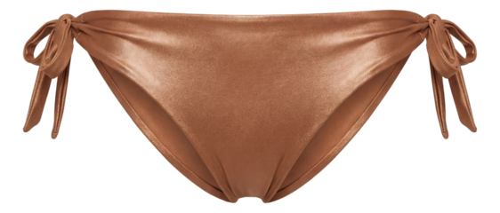 Playful bikini bottoms with side ties and a shiny bronze finish.