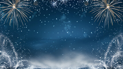 Fototapeta premium Winter Spark Cascade — Fireworks with Snow Fountains, fireworks in the night sky