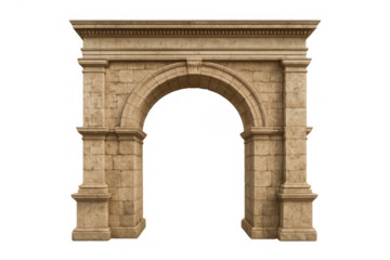 Stone archway with rustic texture establishing ancient entrance architecture for historical or classical concepts