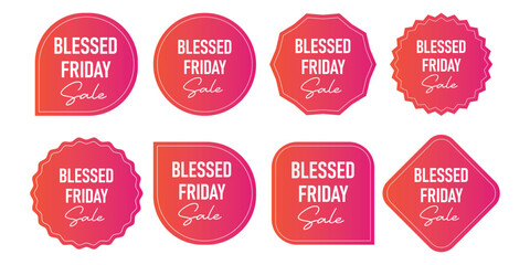 Blessed Friday Sale gradient sticker set in various geometric shapes