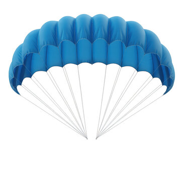 Blue parachute skydiving adventure isolated on a transparent background