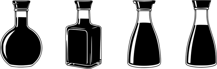 set of soy sauce bottle icon vector illustration isolated on white background
