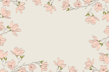 Floral Magnolia Frame Background, vector illustration