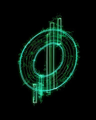 Vibrant Green Glowing Dollar Sign with Arcane Magic Circle and Energetic Digital Trails on Black
