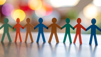Colorful paper cutouts of people holding hands, a symbol of unity