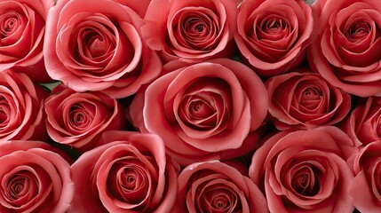 Romantic red roses pattern for Valentine's Day or wedding events captured in studio with full screen view and studio lighting