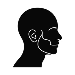 Silhouette profile of human head showing jawbone outline