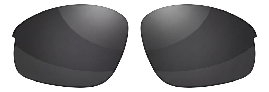 Replacement polarized lenses for sports wrap sunglasses in smoke tint.
