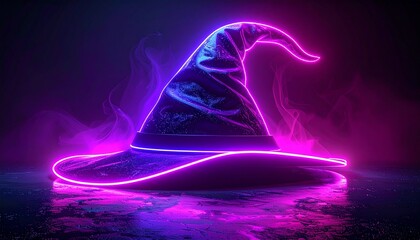 Neon line art of witch hat