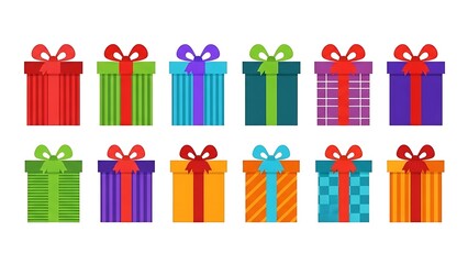 Colorful gift boxes with bows