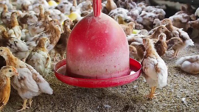 A lot of brown chicken in chicken farm