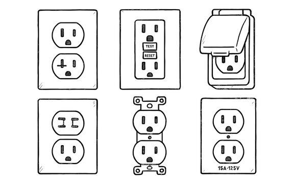Hand drawn electrical outlets and switches collection