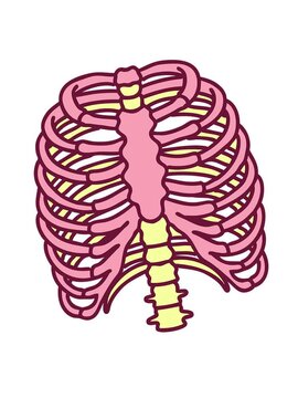 shaking motion animation of iconic tattoo style image of a rib cage in bright glow color