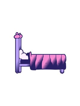 starburst effect animation of cartoon bed