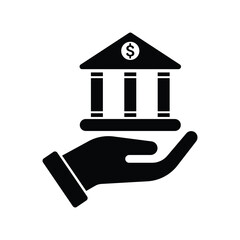Monetary Policy Icon In Black Glyph Symbol. Minimal clean icons for apps and websites.