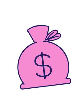 attention grabbing animation of cute cartoon of a bag of money