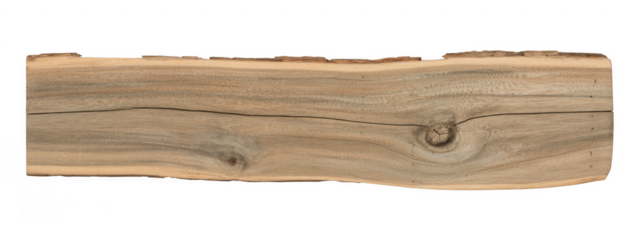 Wooden plank with natural texture and grain brown isolated on a transparent background
