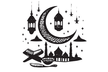 Hand drawn ramadan kareem illustration