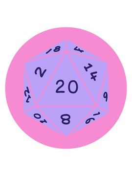 bob and pause animation of iconic tattoo style image of a d20 dice