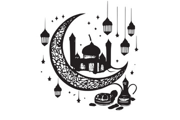 Hand drawn ramadan kareem illustration