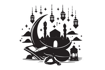 Hand drawn ramadan kareem illustration