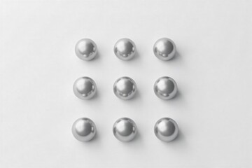 3d render of metallic balls on white background, panoramic shot AI generated 3d render of metallic balls on white background,