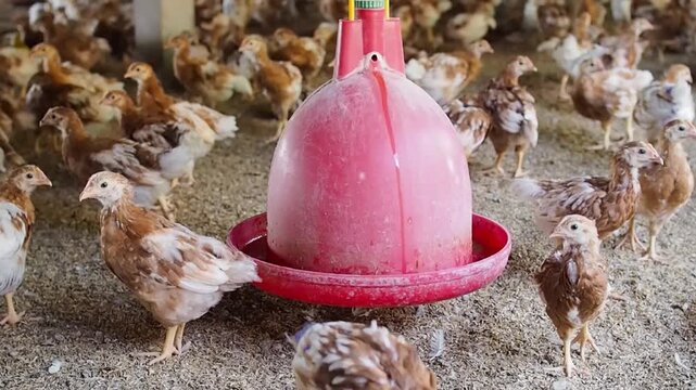 A lot of brown chicken in chicken farm