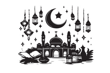 Hand drawn ramadan kareem illustration