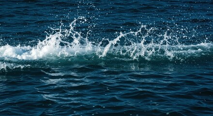 Obraz premium Dynamic turbulent wake and intense spray splashing across the surface of deep blue water, illustrating speed during a heated competition, speed, rapid, environment