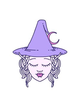 pixelize effect animation of Retro Tattoo Style elf mage character face