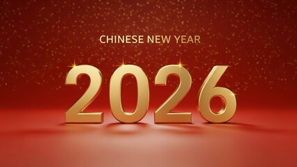 Celebrating the start of the Chinese New Year 2026 with festive golden numbers