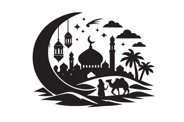 Hand drawn ramadan kareem illustration