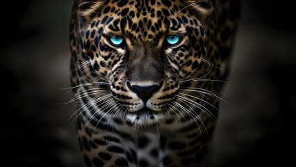 Fototapeta premium Leopard Face Portrait: Intense Wildcat