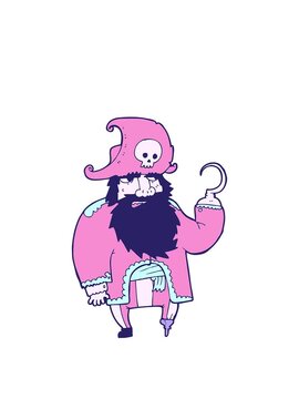 stretching up animation of cartoon pirate