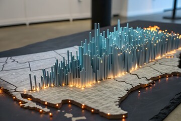Abstract 3D data visualization map