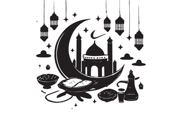 Hand drawn ramadan kareem illustration