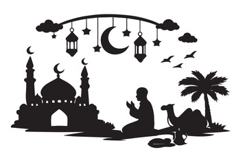 Hand drawn ramadan kareem illustration