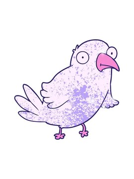 glitter effect animation of cartoon of a neon color bird