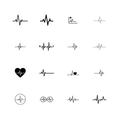 Heartbeat Line and ECG Pulse Vector Icons for Medical and Cardiology Design