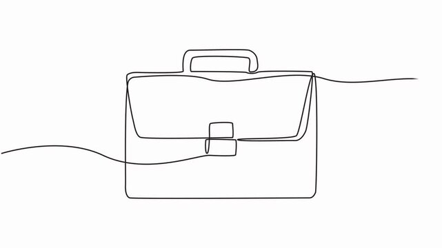 Animated self drawing of continuous one line drawing office bag or handbag. Full length one line animation, motion graphic business concept and corporate job equipment.