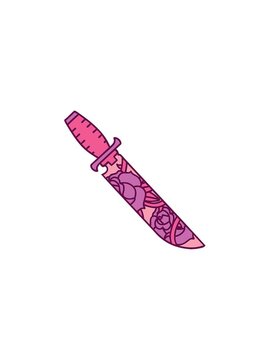 pressure popping animation of tattoo style dagger and flowers