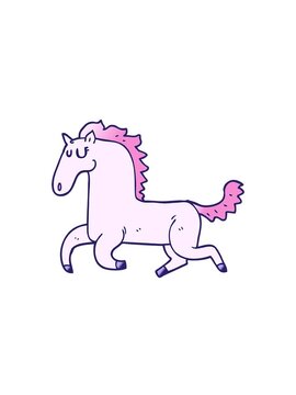 rise and float animation of cartoon doodle running horse