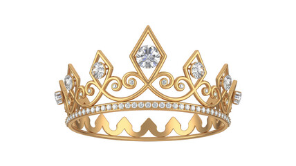 Gold Crown with Diamonds tiara jewelry isolated on a transparent background