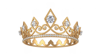 Gold Crown with Diamonds tiara jewelry isolated on a transparent background