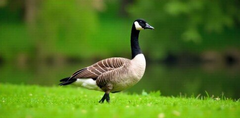 Canada Goose (Branta canadensis) on green grass. AI Generated Canada Goose (Branta canadensis) on green grass. AI Generated  AI
