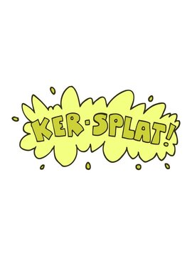 changing color animation of cartoon doodle words ker splat